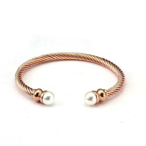 Cable Spiral Bangle for Women - Rose Gold
