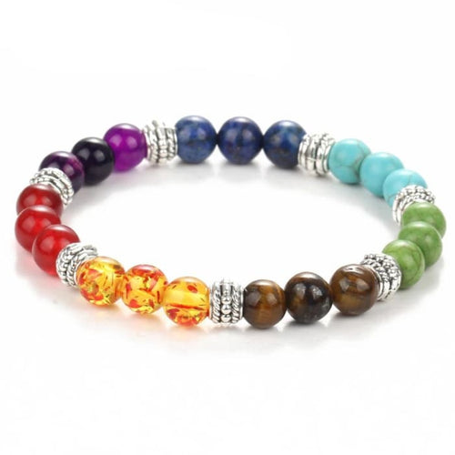 Chakra Stones Colorful Beads Unisex Bracelet for Women and Men