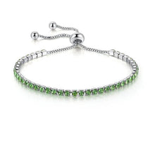 Load image into Gallery viewer, Colored Cubic Zirconia Slim Silver Womens Bracelet - White and Green