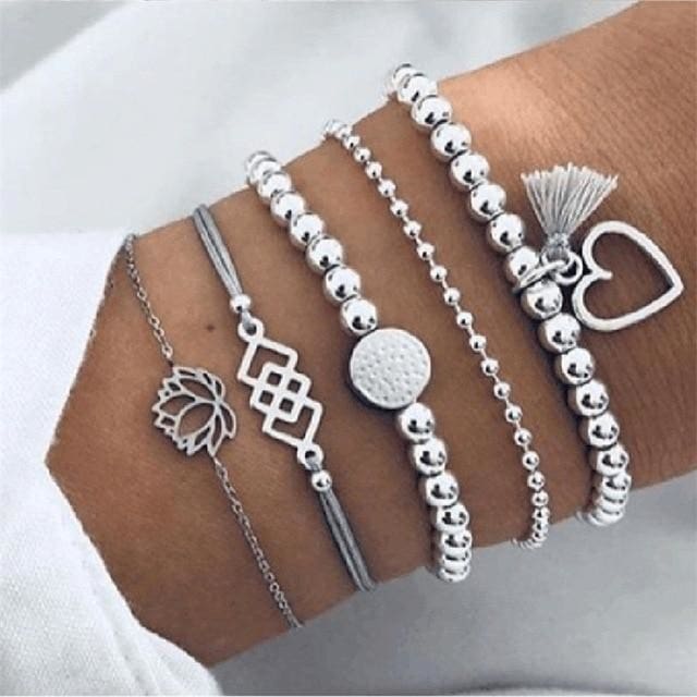 Crystal Metallic Beads Bracelet Sets for Women - 01