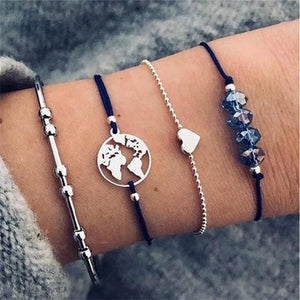 Crystal Metallic Beads Bracelet Sets for Women - 10