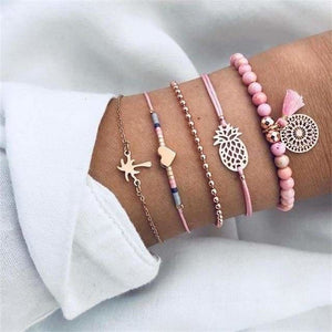 Crystal Metallic Beads Bracelet Sets for Women