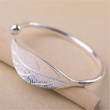 Load image into Gallery viewer, Feather Bangle Silver Bracelet for Women