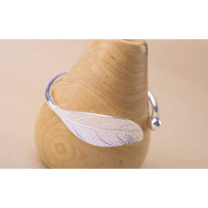 Feather Bangle Silver Bracelet for Women