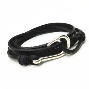 Fish Hook Anchor Bracelet for Men - Black / A