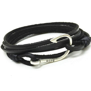 Fish Hook Anchor Bracelet for Men - Black / D