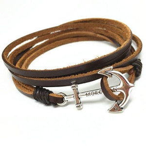 Fish Hook Anchor Bracelet for Men - Brown / C