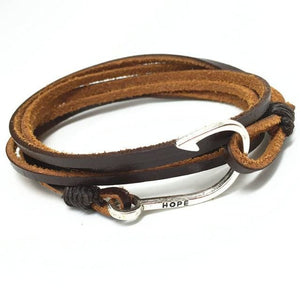 Fish Hook Anchor Bracelet for Men - Brown / D