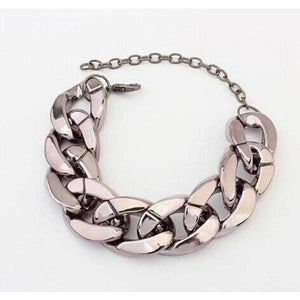 Flat Link Chain Bracelet for Women - Gun Black