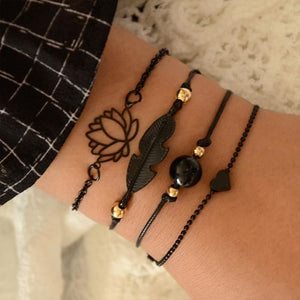 Goth Black Set of Bracelets for Women