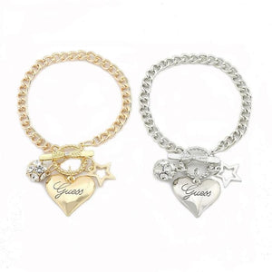 Heart Star Flower Charm Bracelet for Women - Gold