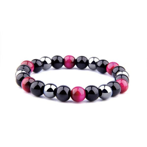 Hematite Beads Tiger Eye Bracelet for Men and Women - Flamingo Rose / 17cm