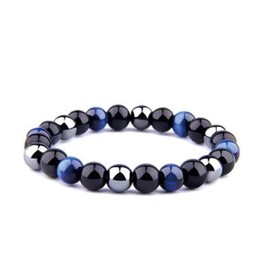 Hematite Beads Tiger Eye Bracelet for Men and Women - Marine Blue / 17cm