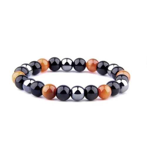 Hematite Beads Tiger Eye Bracelet for Men and Women - Tiger Orange / 17cm