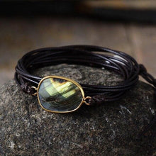 Load image into Gallery viewer, Labradorite Rope Bracelet for Men and Women - Dark Brown