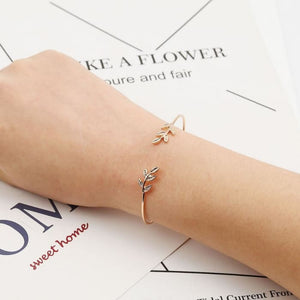 Leaf Open Cuff Bangle for Women