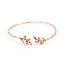 Load image into Gallery viewer, Leaf Open Cuff Bangle for Women - Rose gold
