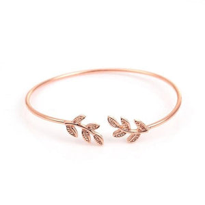 Leaf Open Cuff Bangle for Women - Rose gold