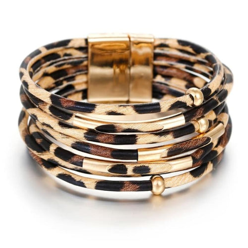 Leopard Magnet Clasp Womens Bracelet Set