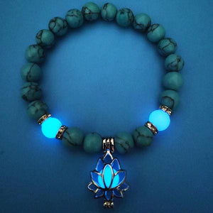 Lotus Flower Luminous Bead Bracelet for Women - Blue