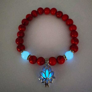 Lotus Flower Luminous Bead Bracelet for Women - Red and Blue