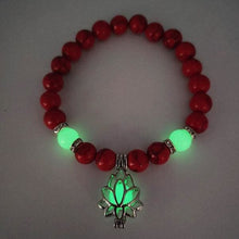 Load image into Gallery viewer, Lotus Flower Luminous Bead Bracelet for Women - Red and Green