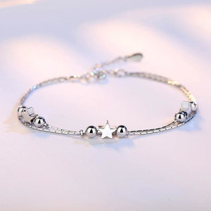 Metallic Pearls Cubes Hearts Stars Bracelet for Women - J