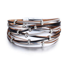 Load image into Gallery viewer, Multi-layer Leather Stripes Womens Bracelet - C