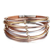 Load image into Gallery viewer, Multi-layer Leather Stripes Womens Bracelet - E