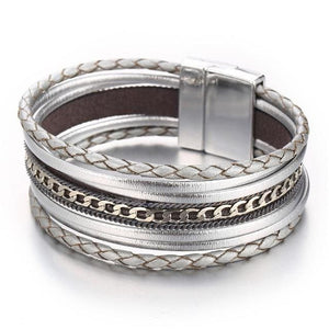 Multi-layer Leather Stripes Womens Bracelet - G