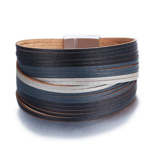 Multi-layer Leather Stripes Womens Bracelet - J