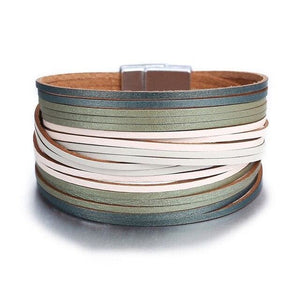 Multi-layer Leather Stripes Womens Bracelet - K