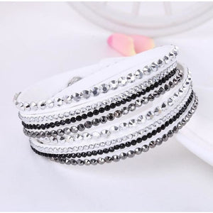 Multi-layer Stones Womens Bracelet - White and Black