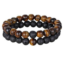 Load image into Gallery viewer, Onyx Beads Bracelet For Men And Women - Black Lava Tiger Eyes