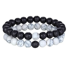 Load image into Gallery viewer, Onyx Beads Bracelet For Men And Women - Black Lava White