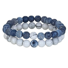 Load image into Gallery viewer, Onyx Beads Bracelet For Men And Women - Blue Stone White