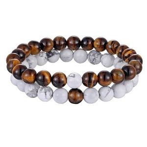 Onyx Beads Bracelet For Men And Women - White Tiger Eyes