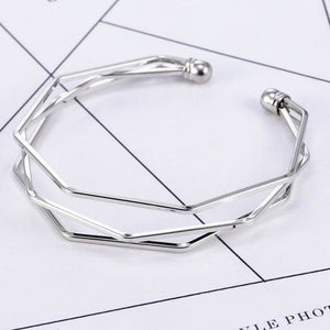 Open Hexagon Cuff for Women - Silver