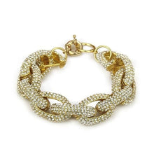 Load image into Gallery viewer, Rhinestone Paved Link Bracelet for Women - Gold