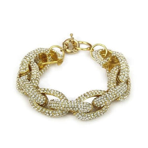 Rhinestone Paved Link Bracelet for Women - Gold