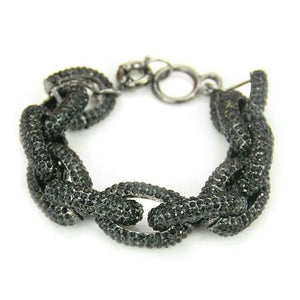 Rhinestone Paved Link Bracelet for Women - Gunmetal