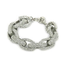 Load image into Gallery viewer, Rhinestone Paved Link Bracelet for Women - Silver