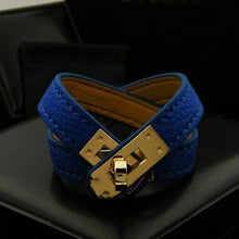 Load image into Gallery viewer, Rotating Steel Buckle Leather Bracelet for Women - Blue