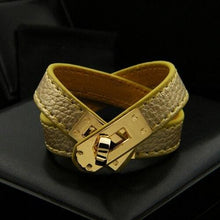 Load image into Gallery viewer, Rotating Steel Buckle Leather Bracelet for Women - Champagne Gold