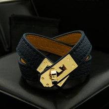 Load image into Gallery viewer, Rotating Steel Buckle Leather Bracelet for Women - Dark Blue