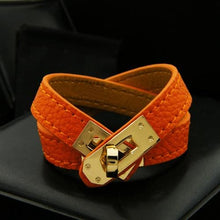 Load image into Gallery viewer, Rotating Steel Buckle Leather Bracelet for Women - Orange