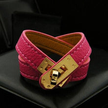 Load image into Gallery viewer, Rotating Steel Buckle Leather Bracelet for Women - Rose Red