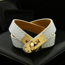 Load image into Gallery viewer, Rotating Steel Buckle Leather Bracelet for Women - White