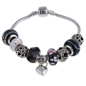 Silver Steel Crystal Charm Bracelet For Women - G