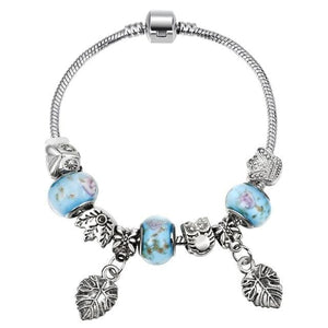 Silver Steel Crystal Charm Bracelet For Women - I